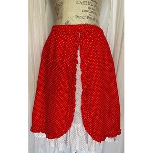 🌹SOLD🌹Vintage 70s Red/White Polka Dot Layered Cottage Full Skirt S/M